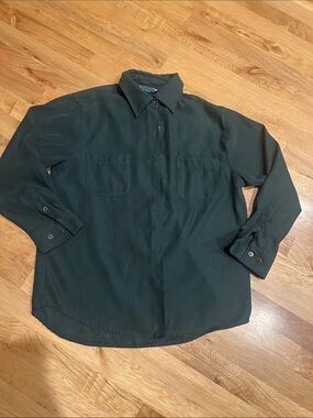 Shaver Lake Men's Casual Long-Sleeve Button-Down Shirt in Dark Green Very Soft